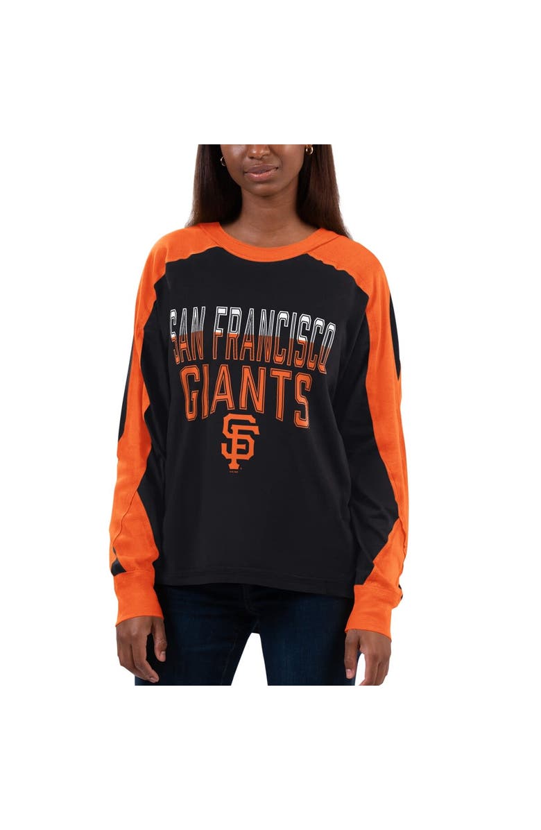 G-III 4HER BY CARL BANKS Women's G-III 4Her by Carl Banks Black/Orange San Francisco Giants Smash Raglan Long Sleeve T-Shirt, Main, color, Black