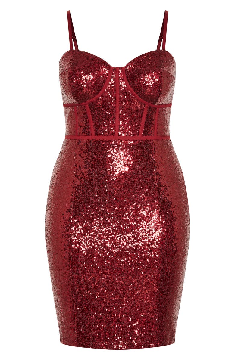 City Chic Sequin Corset Minidress, Alternate, color, 