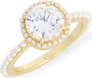 Covet Micro Faux Pearl Halo Promise Ring