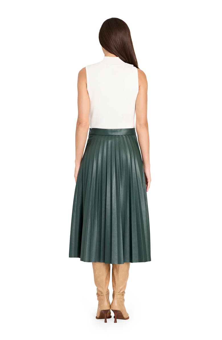 Tahari ASL Pleated Faux Leather Midi Skirt, Alternate, color, 