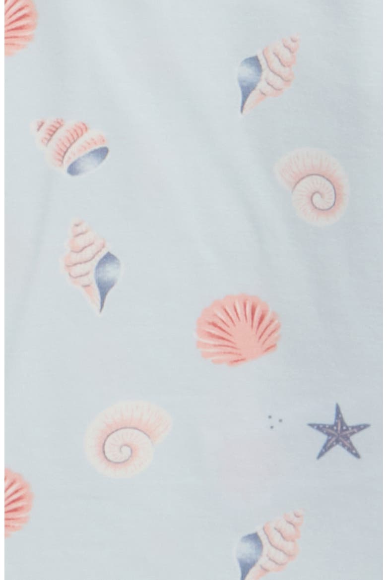 Shell Print Fitted Two-Piece Pajamas, Alternate, color, LIGHT BLUE