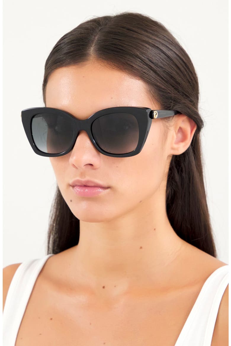 55mm Gradient Square Sunglasses, Alternate, color, BLACK