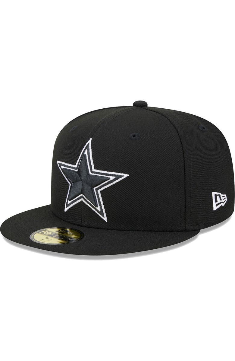 New Era Men's New Era Black Dallas Cowboys  Main Patch 59FIFTY Fitted Hat, Alternate, color, Black
