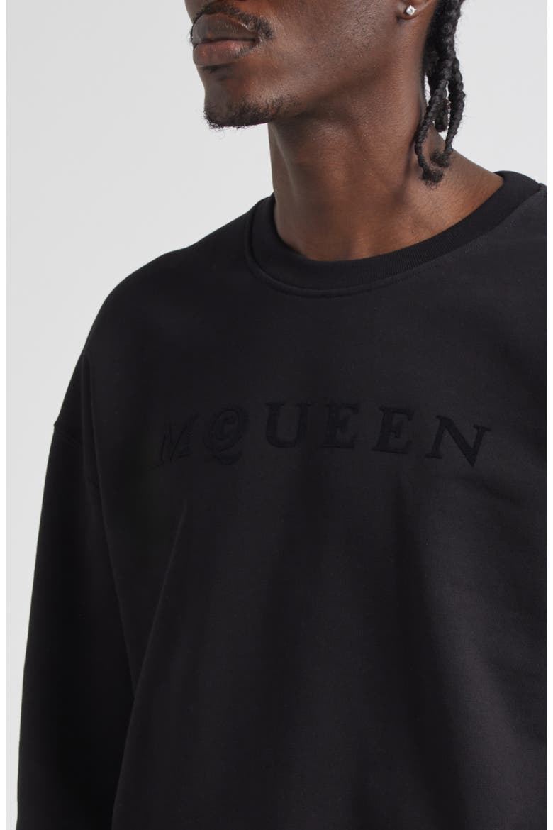 Logo Graphic French Terry Sweatshirt, Alternate, color, BLACK / BLACK