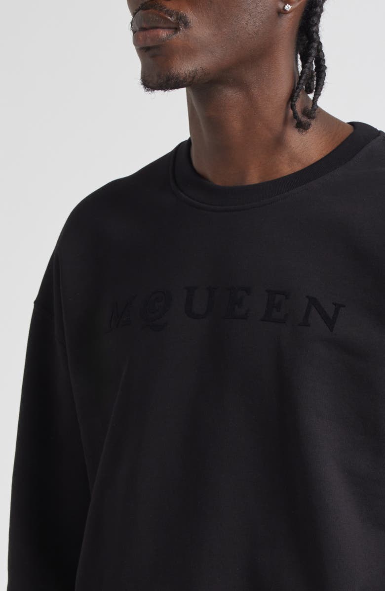 McQueen Logo Graphic French Terry Sweatshirt, Alternate, color, Black / Black