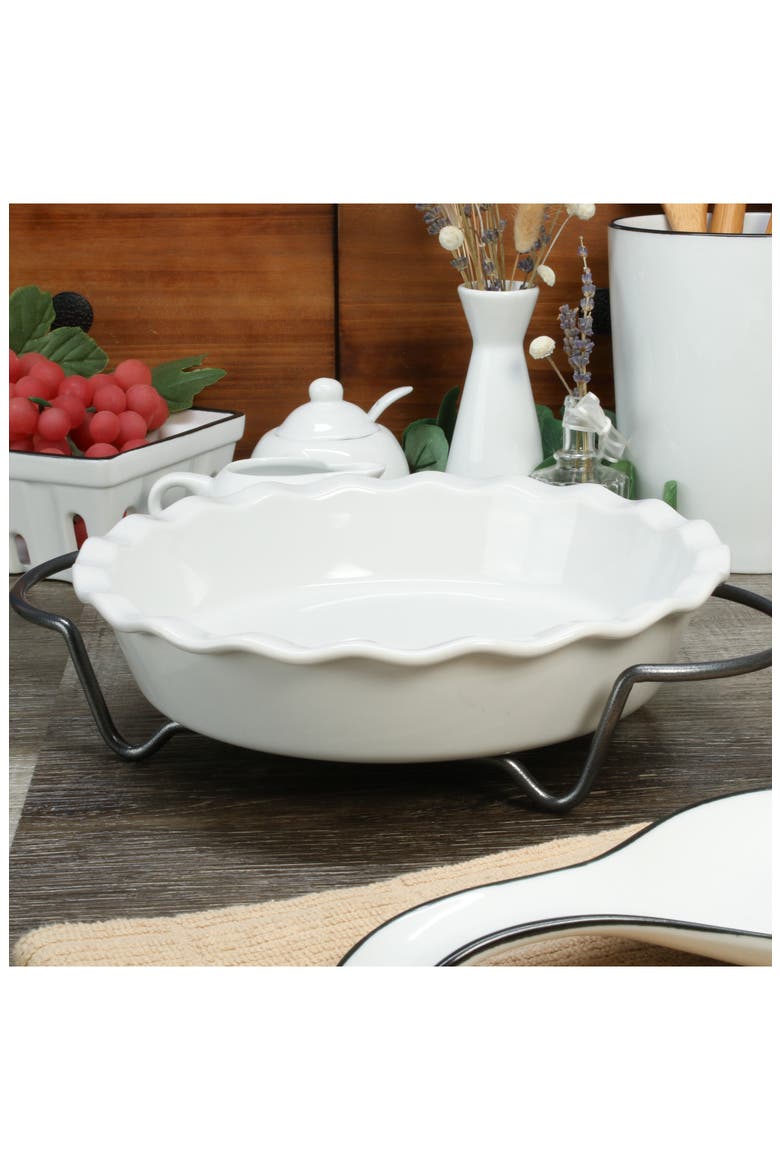 Pie Dish & Rack Set, Alternate, color, WHITE