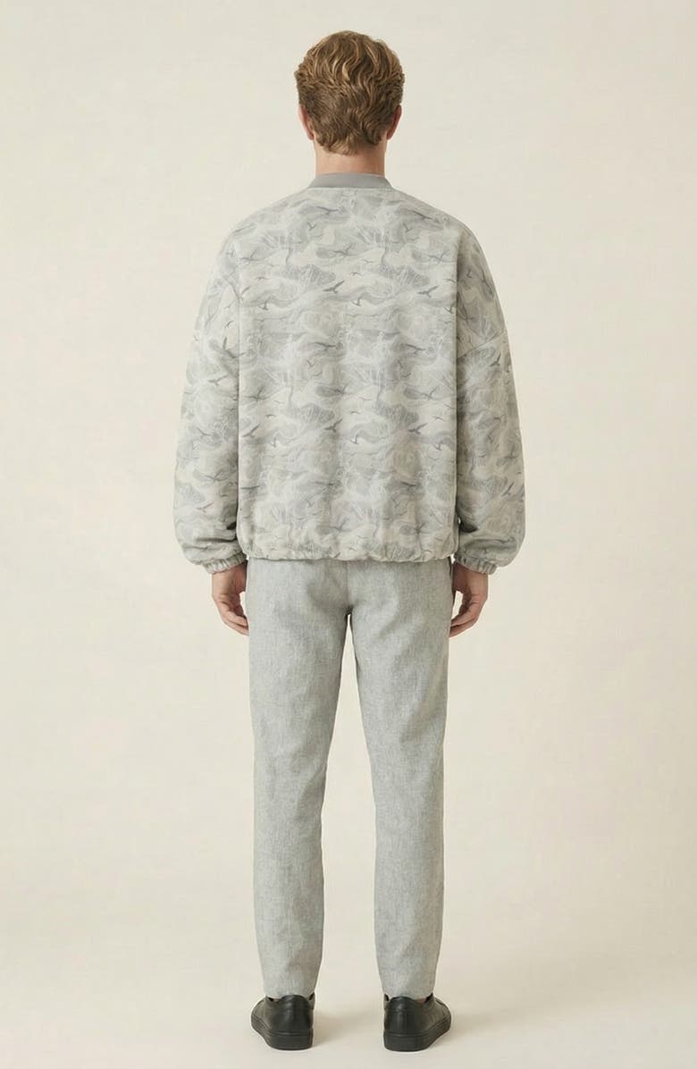 Modenaire Printed Zip Front Elastic Hem Bomber Jacket, Alternate, color, Beige