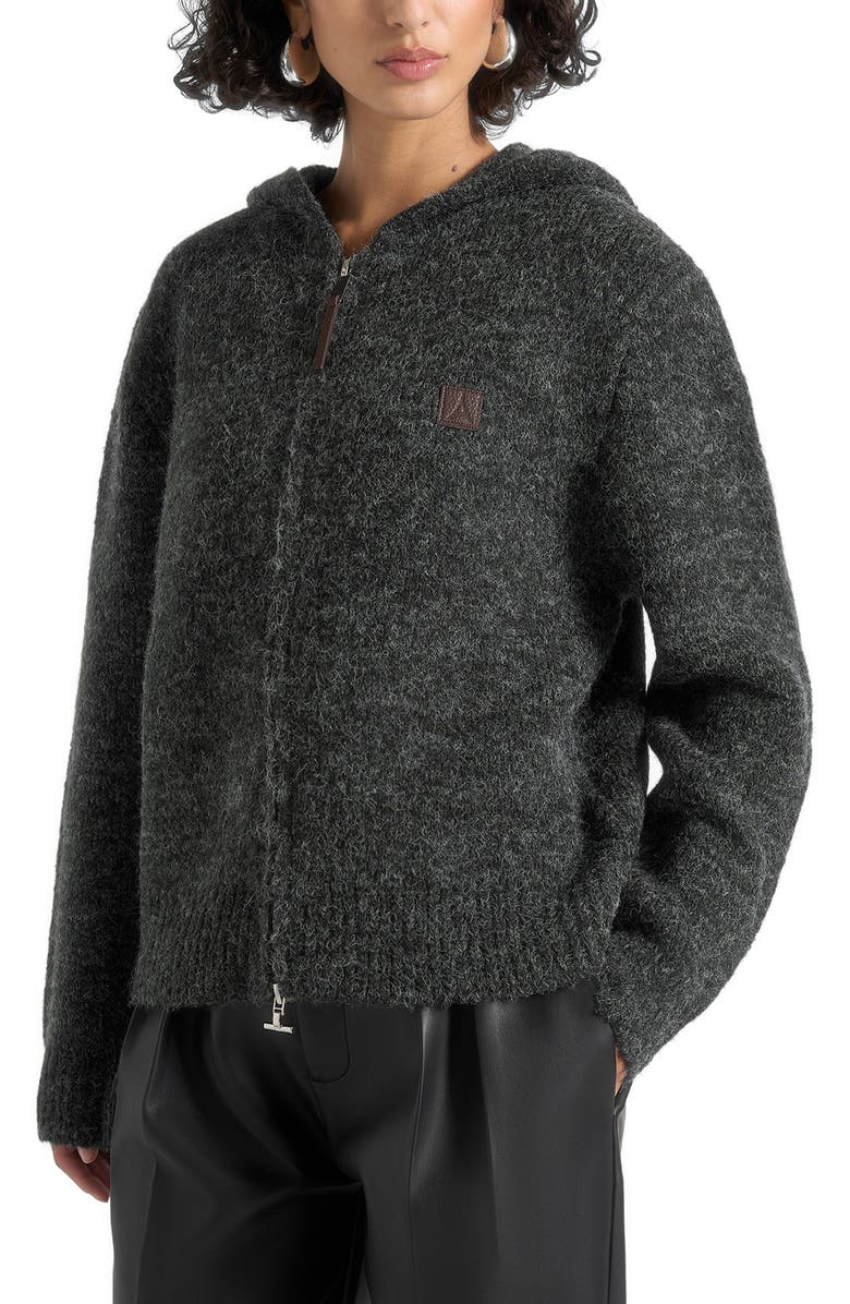 Manière De Voir Billie Unisex Brushed Wool Zip Hoodie, Alternate, color, Grey