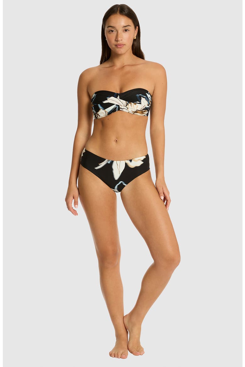 La Luna Twist Front Bandeau Bikini Top, Alternate, color, BLACK