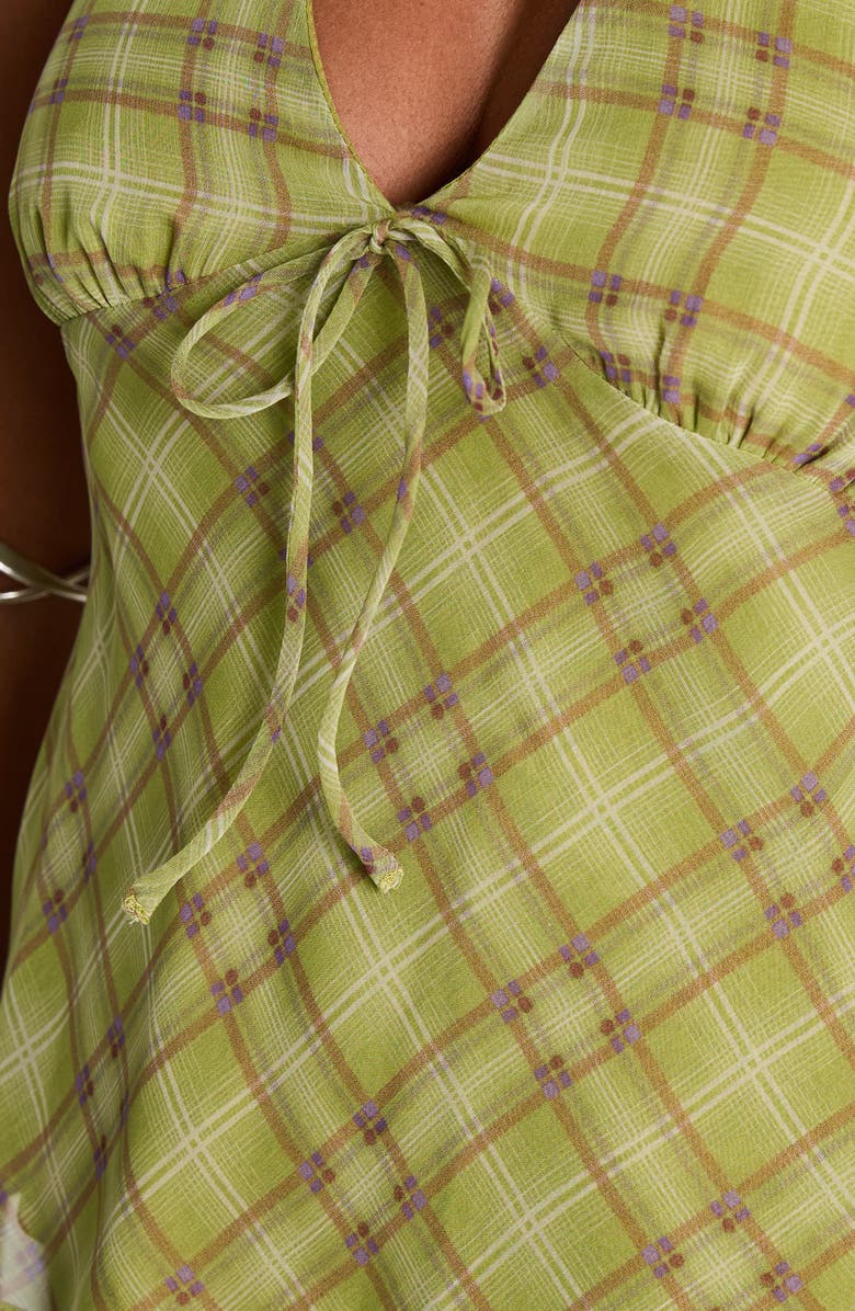 Princess Polly Amalthea Check Halter Top, Alternate, color, Green Check