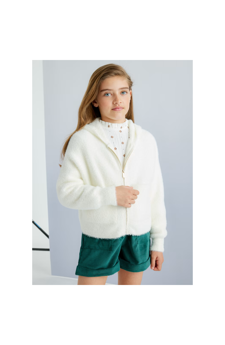 Mayoral Knit Zip Hoodie, Alternate, color, Ivory