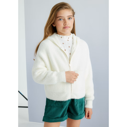 Mayoral Hooded Cardigan In White