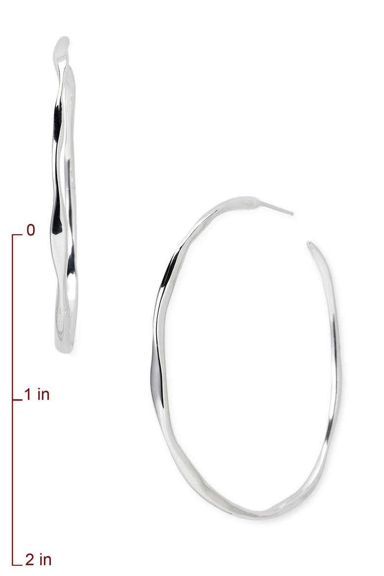 Large Squiggle Sterling Silver Hoop Earrings, Alternate, color, SILVER