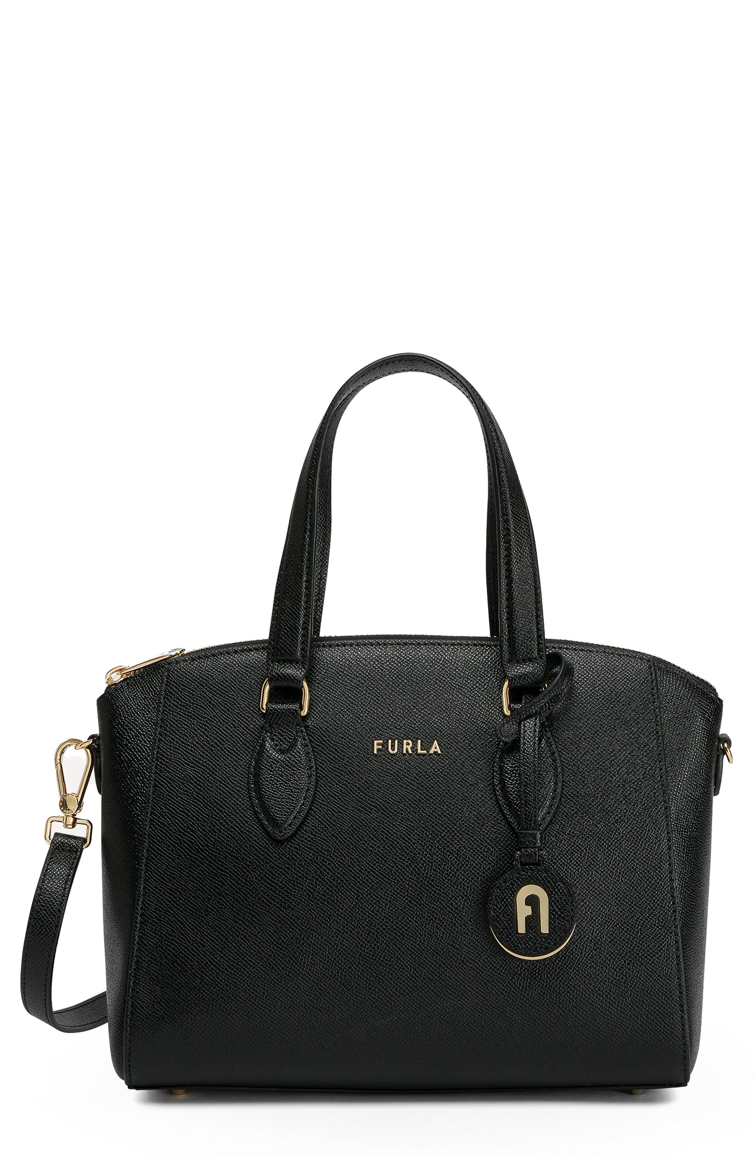 Furla Minerva Leather Satchel, Main, color, 