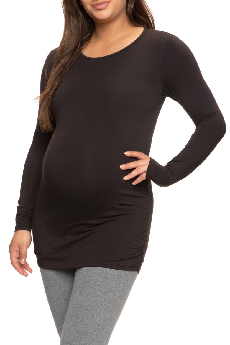 Stretch Cotton & Modal Maternity T-Shirt, Main, color, BLACK