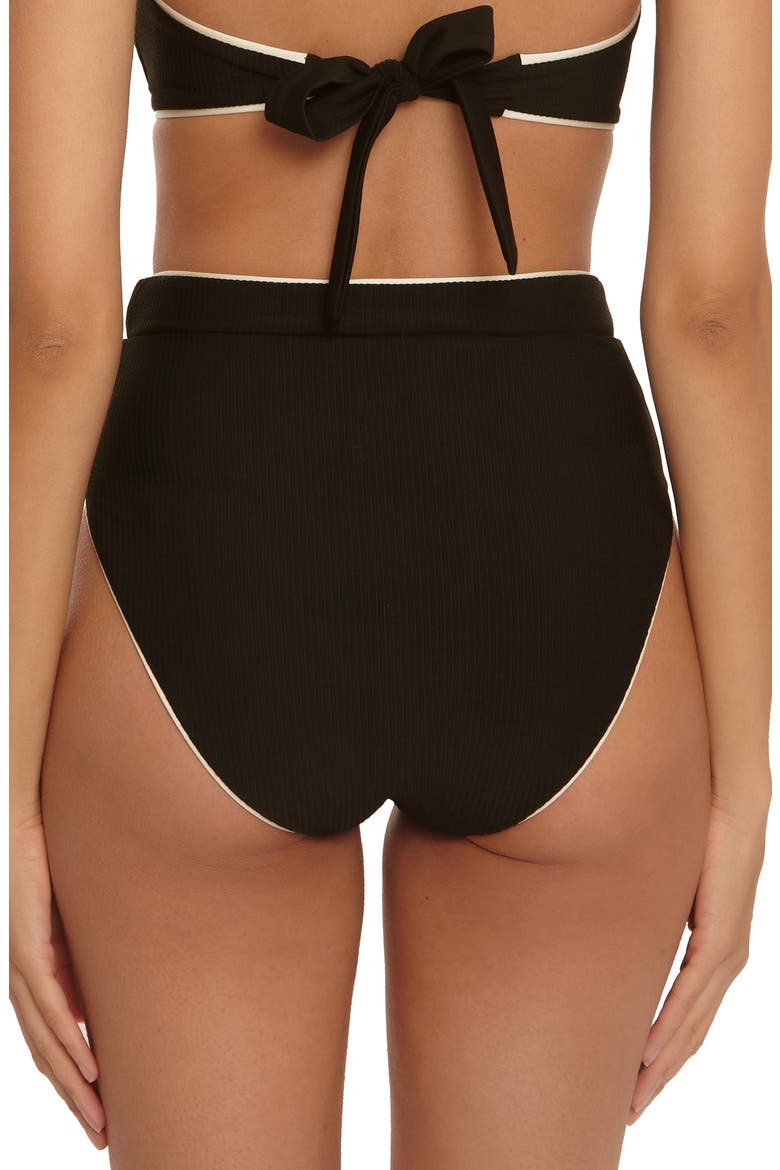 Corinth High Waist Bikini Bottoms, Alternate, color, BLACK/VANILLA