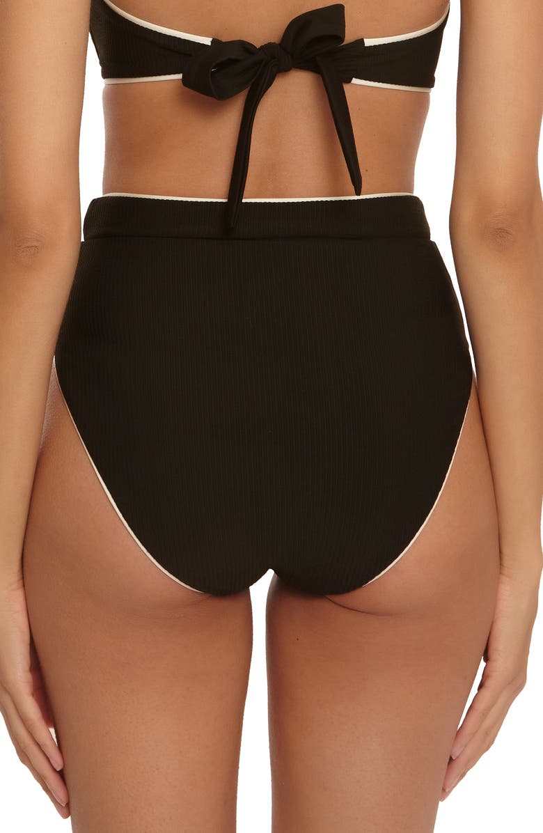 Trina Turk Corinth High Waist Bikini Bottoms, Alternate, color, Black/ Vanilla