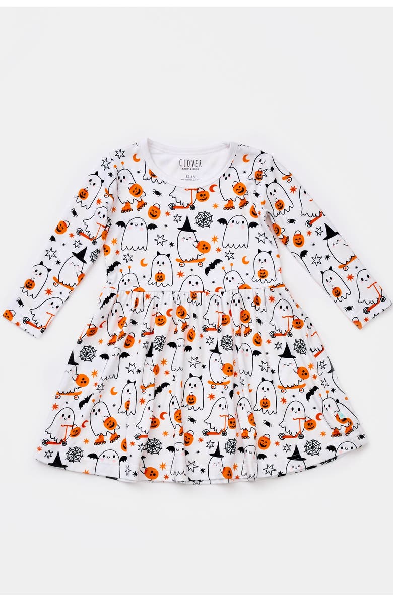 Clover Baby & Kids Stretchy Long Sleeve Twirl Dress - Halloween, Main, color, Halloween