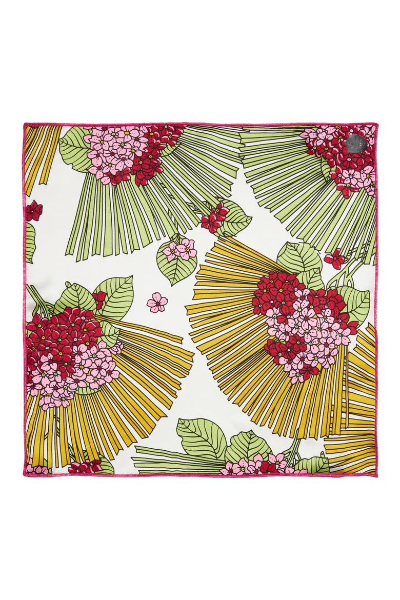 Lime & Maroon Floral Silk Pocket Square, Alternate, color, LIME