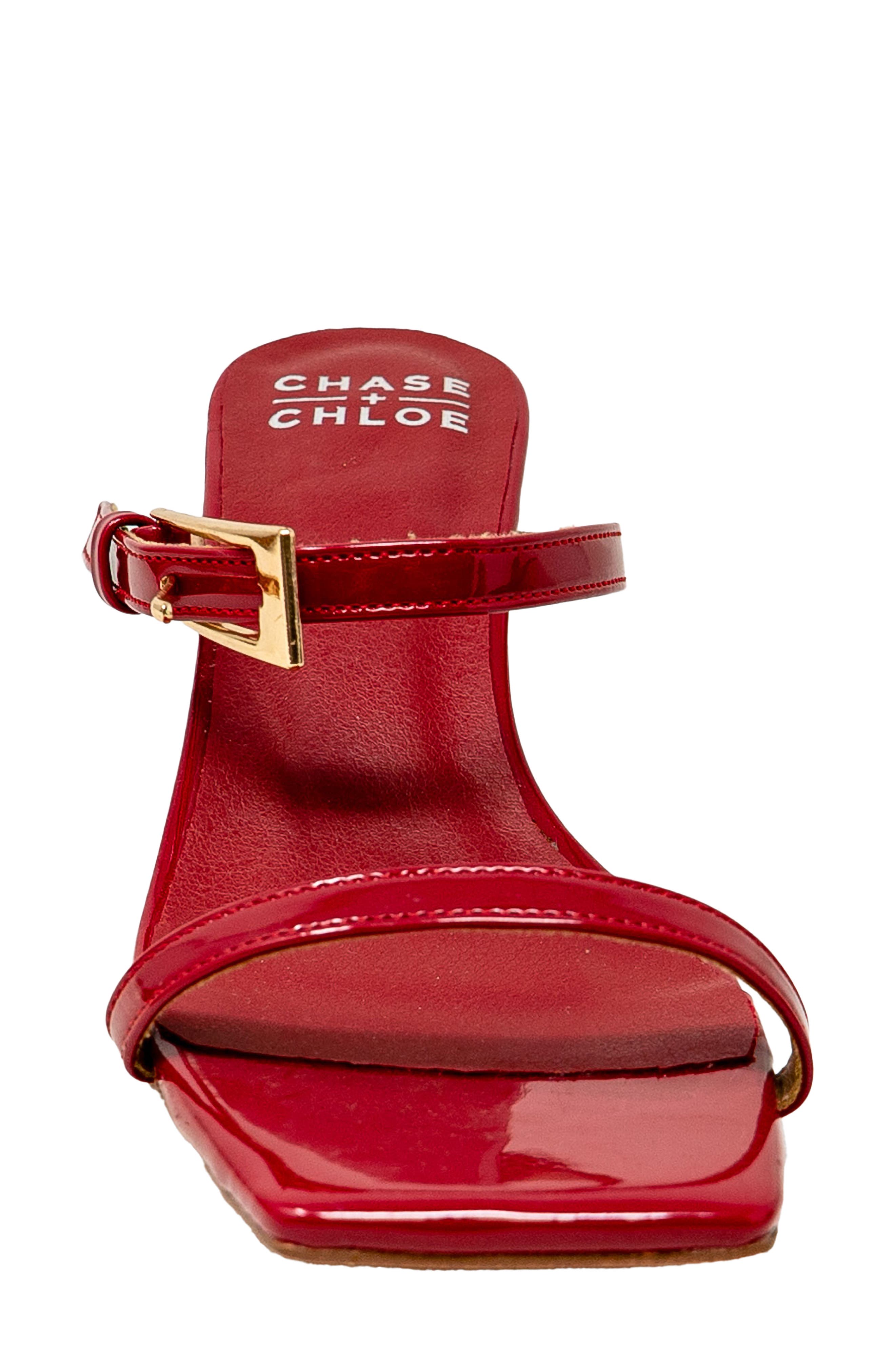Nine Buckle Sandal, Alternate, color, RED PATENT