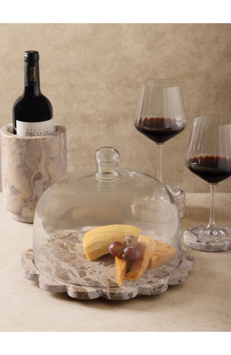 GAURI KOHLI Viola Brown Onyx Serving Board with Cloche, Alternate, color, Brown