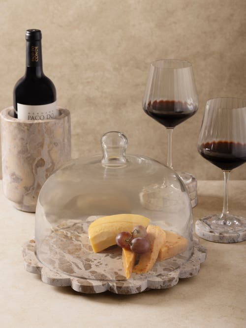 Gauri Kohli Viola Brown Onyx Serving Board With Cloche In Brown