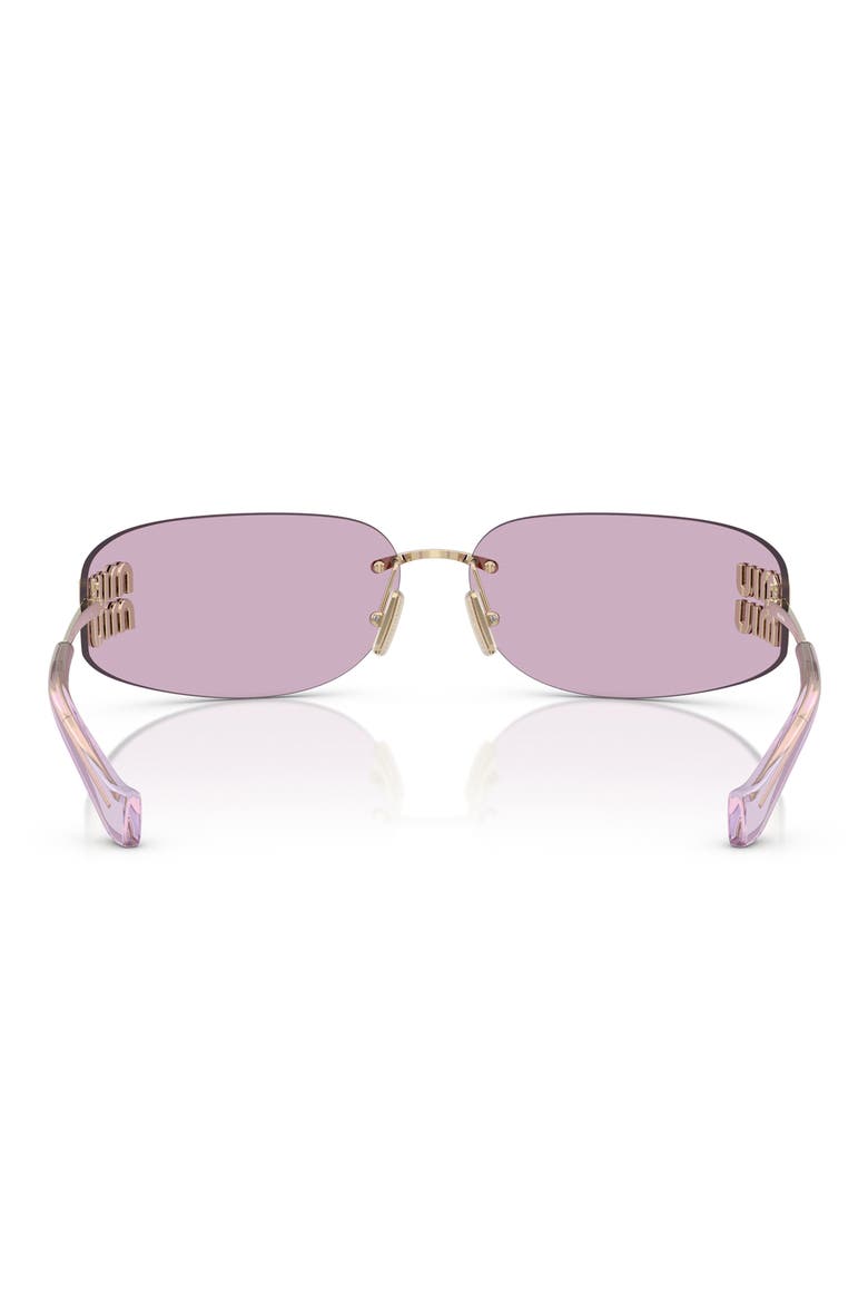 75mm Oversize Rectangular Wrap Sunglasses, Alternate, color, PALE GOLD / PINK
