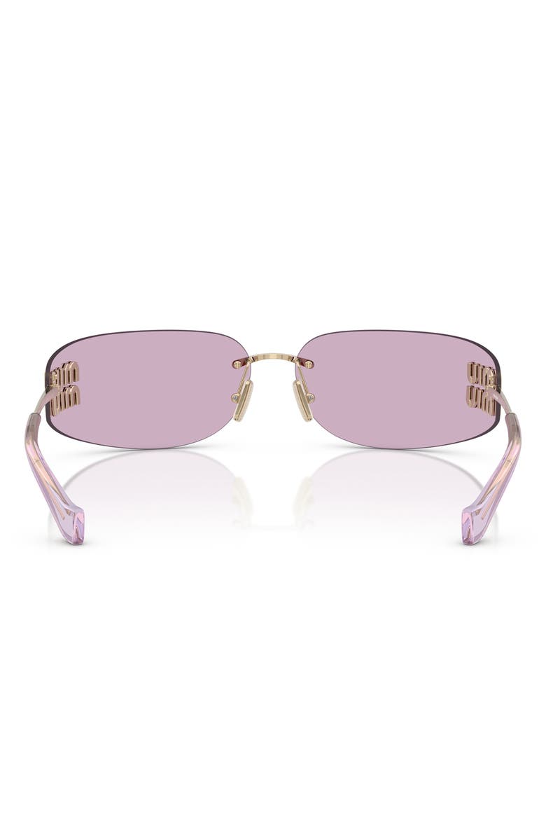 Miu Miu 75mm Oversize Rectangular Wrap Sunglasses, Alternate, color, Pale Gold / Pink