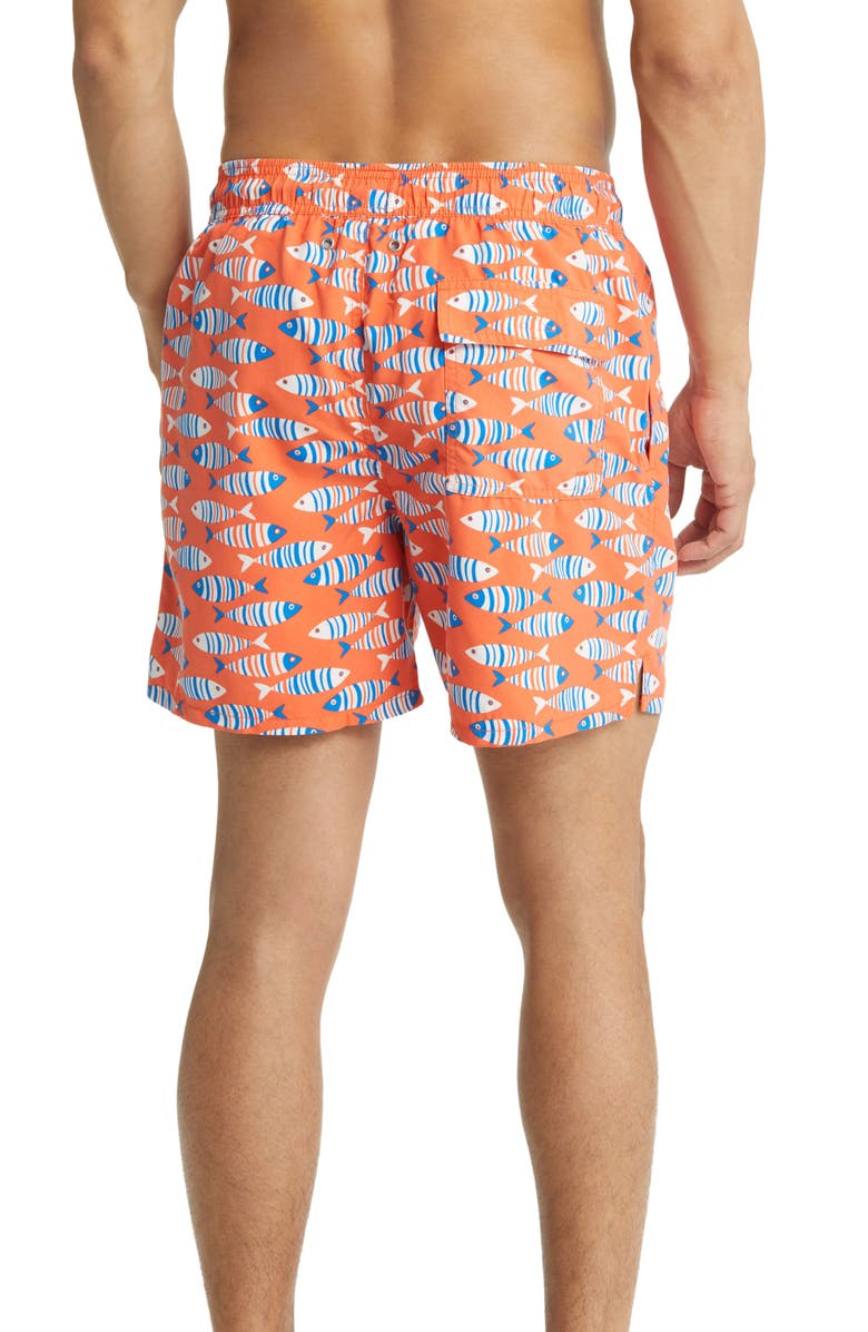 Tom & Teddy Fish Swim Trunks, Alternate, color, Striped Orange