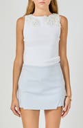 Endless Rose Flower Trim Sleeveless Rib Top