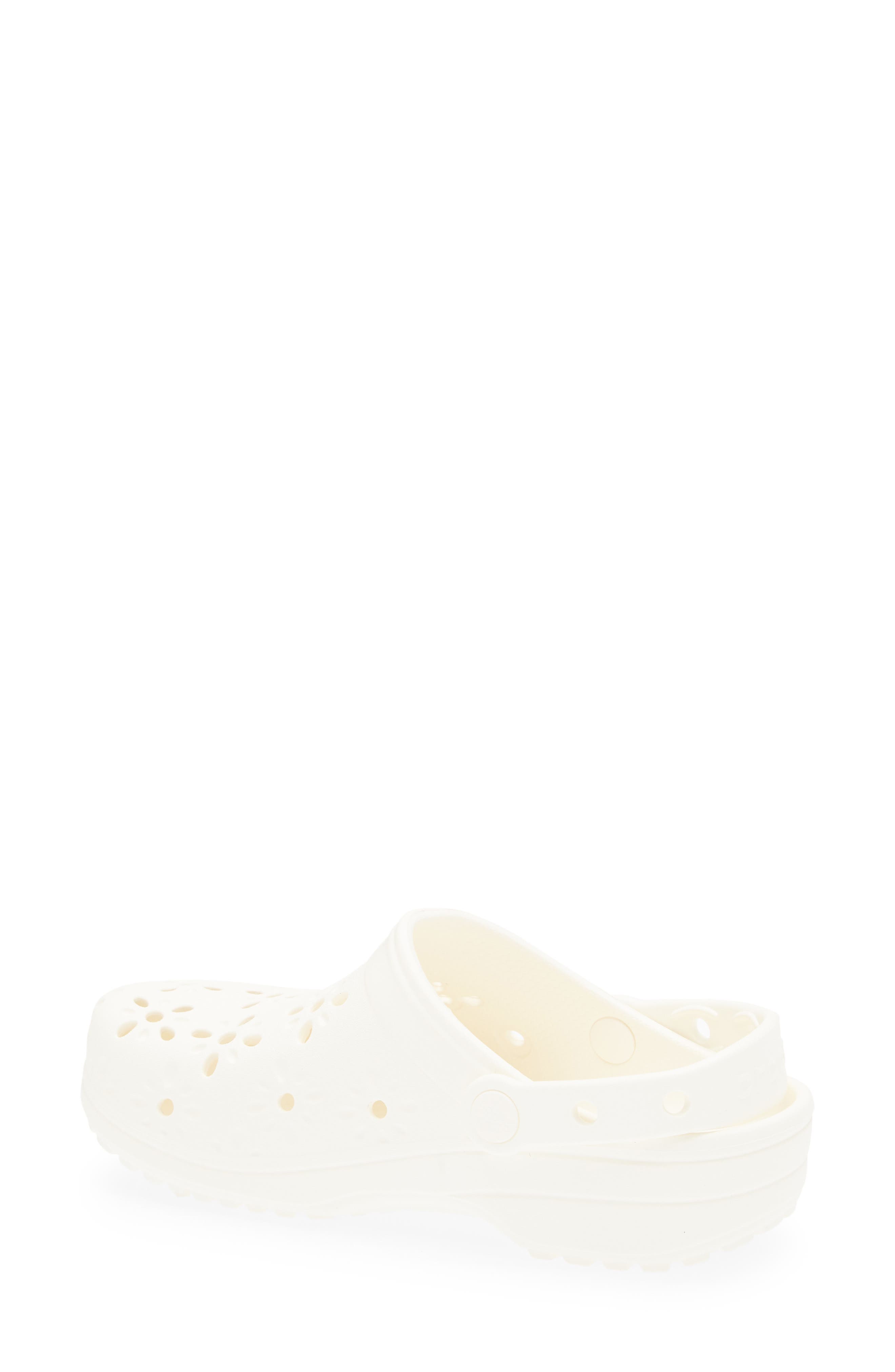 CROCS Classic Floral Cutout Clog, Alternate, color, Chalk