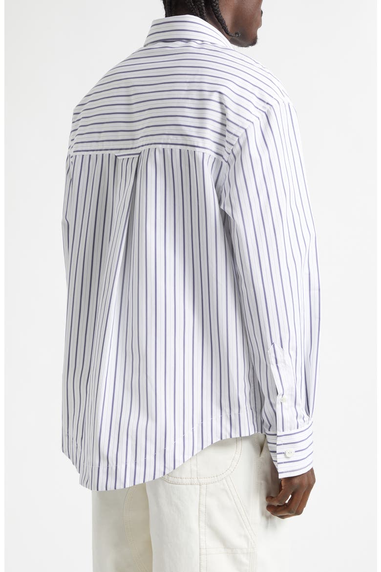 Stripe Cotton Poplin Button-Up Shirt, Alternate, color, BLANC/ ENCRE