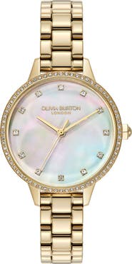 Olivia Burton Captivate Mother-of-Pearl & Crystal Bracelet Watch, 34mm