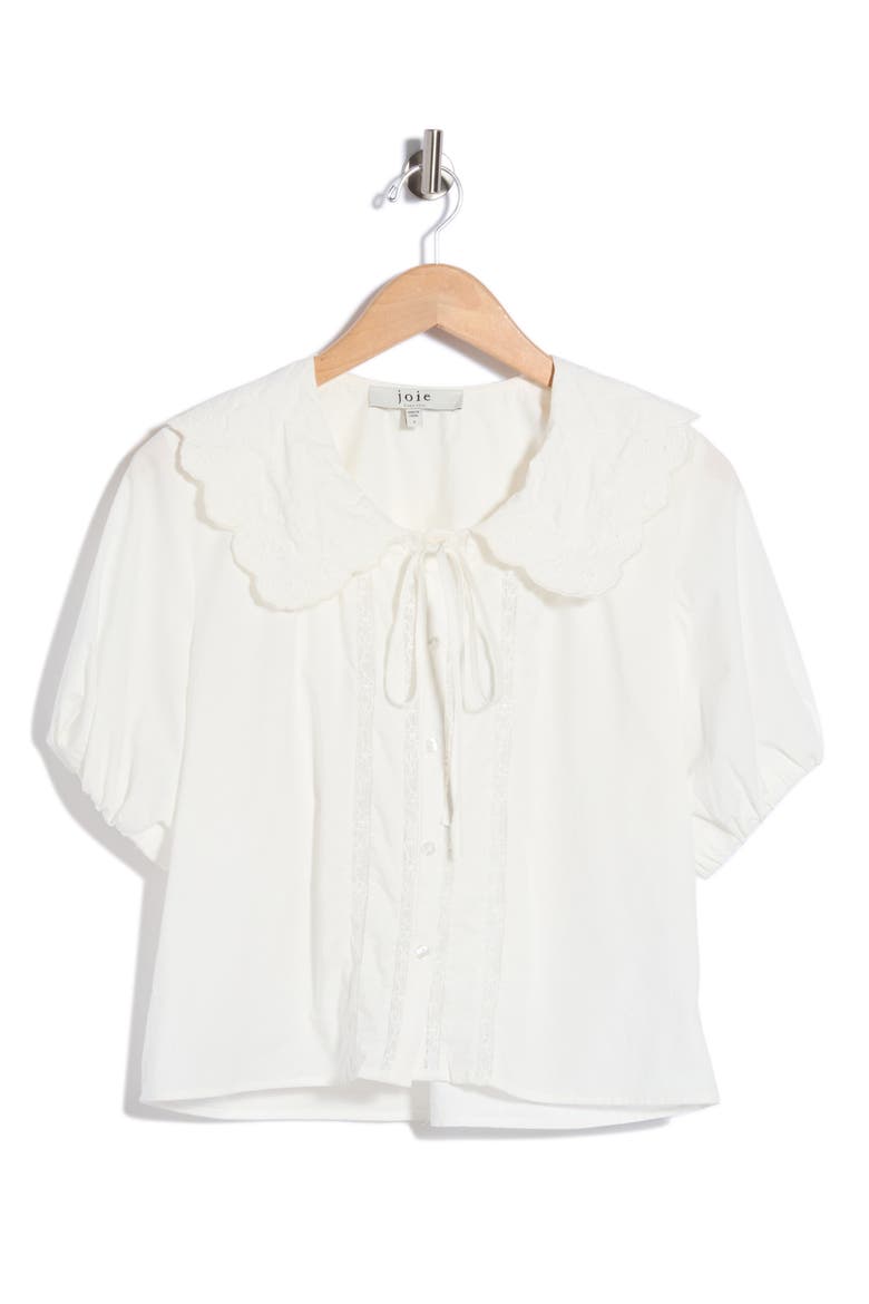 Embroidered Scallop Collar Top, Alternate, color, WHITE