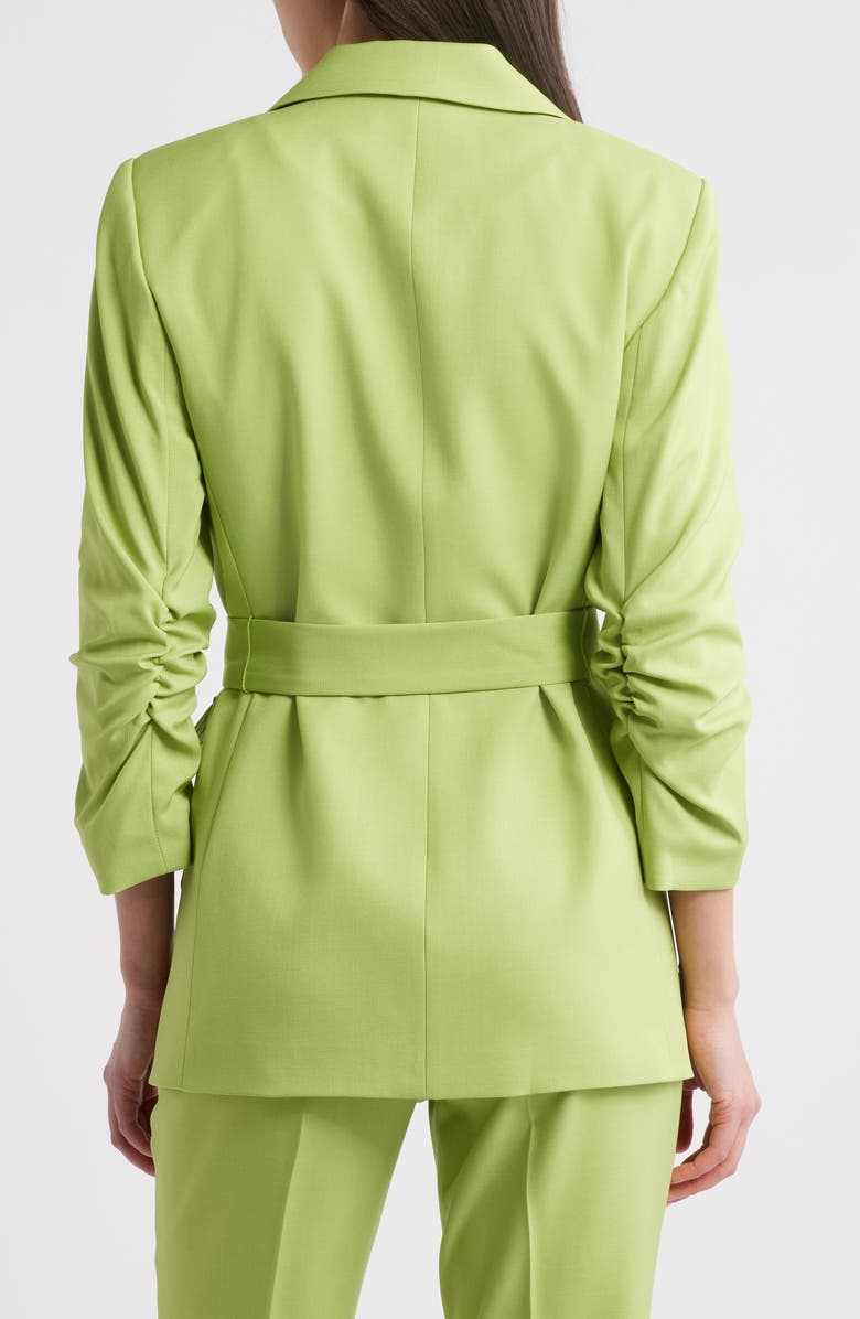 Tahari ASL Ruched Sleeve Belted Jacket, Alternate, color, Fern