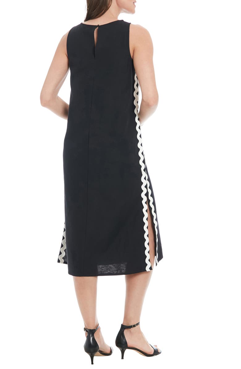 London Times Rickrack Trim Sleeveless Midi Dress, Alternate, color, Black
