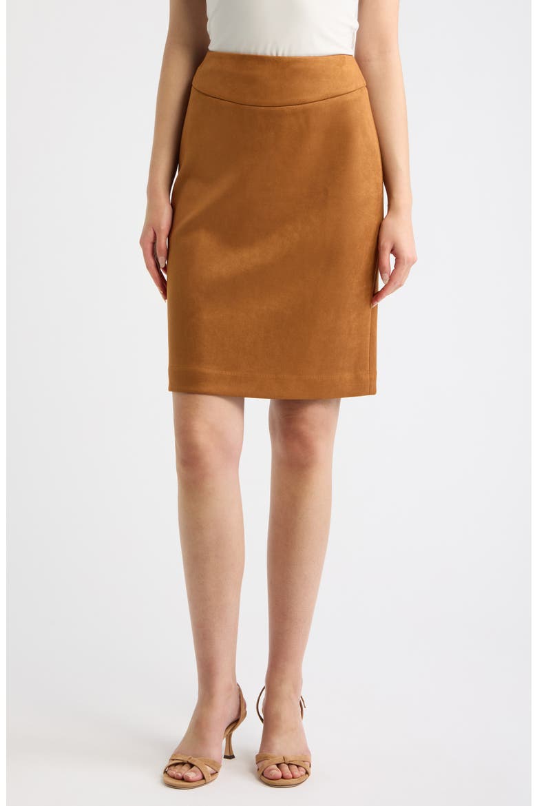 Faux Suede Pencil Skirt, Main, color, LUGGAGE