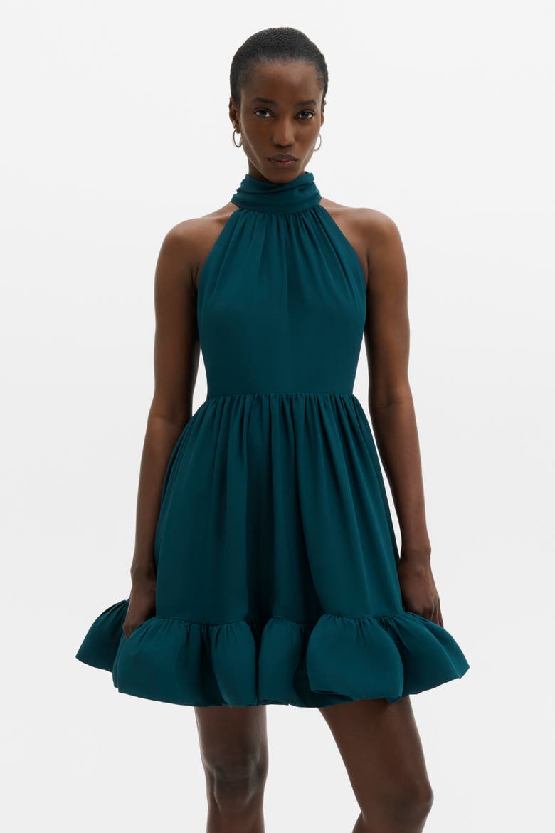 Fern Halterneck Ruffled Midi Dress, Alternate, color, Teal