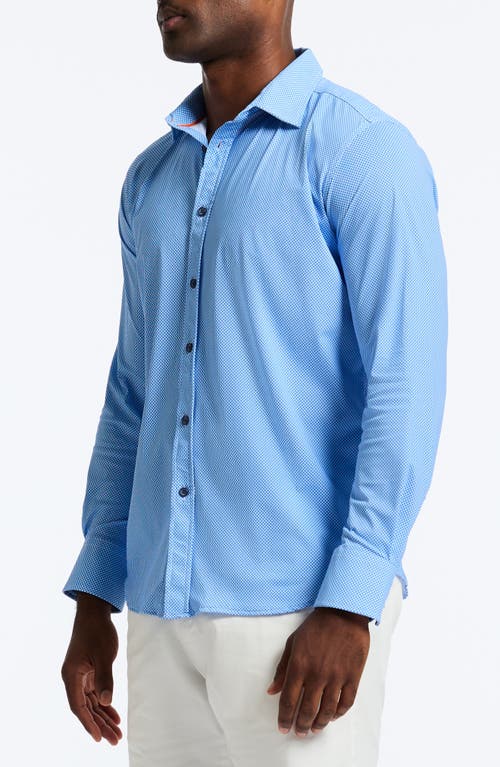 Robert Graham Leros Classic Fit Dot Print Knit Button-up Shirt In Blue