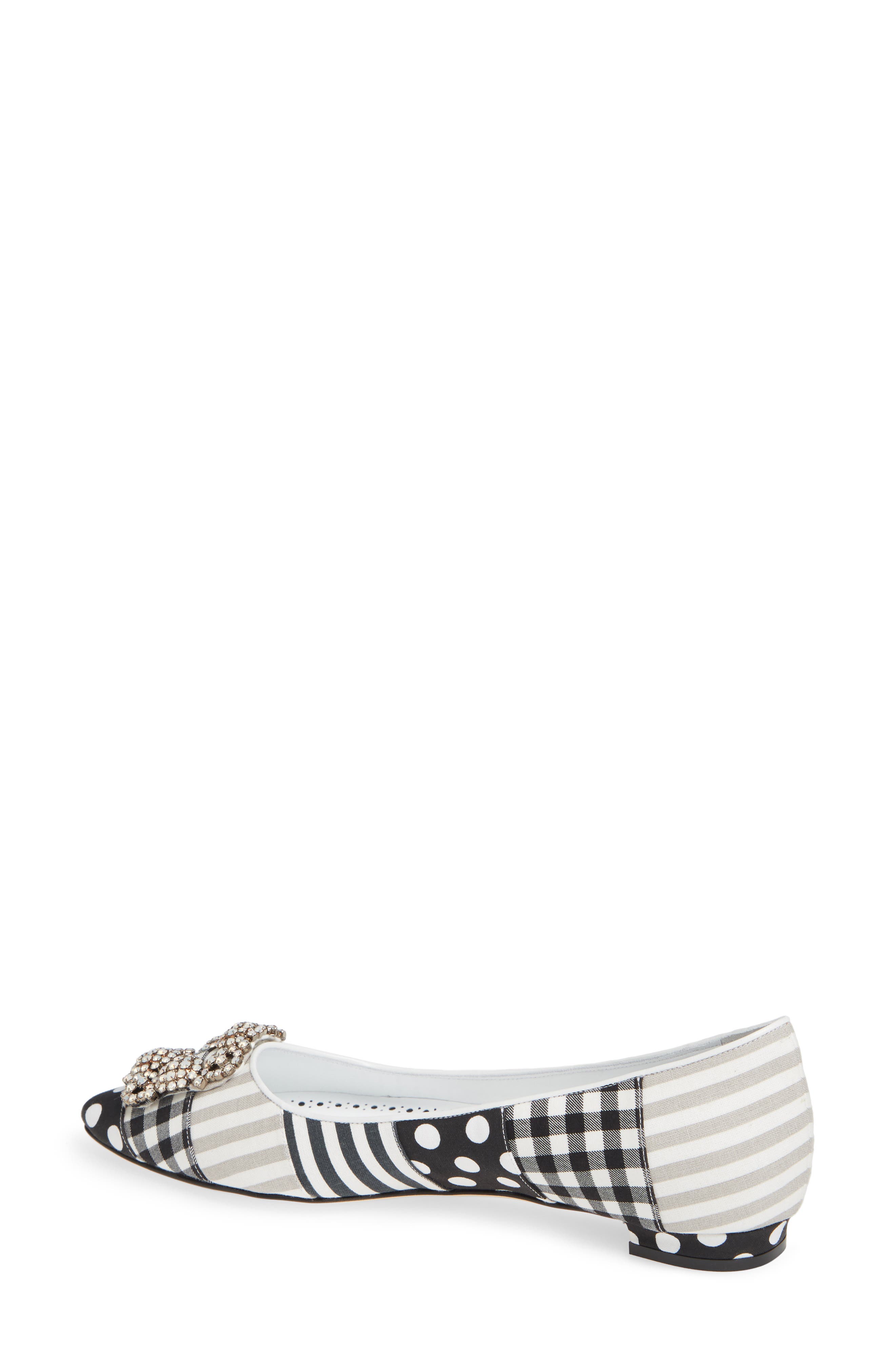 Manolo Blahnik Hangisi Patch Pointy Toe Flat, Alternate, color, 