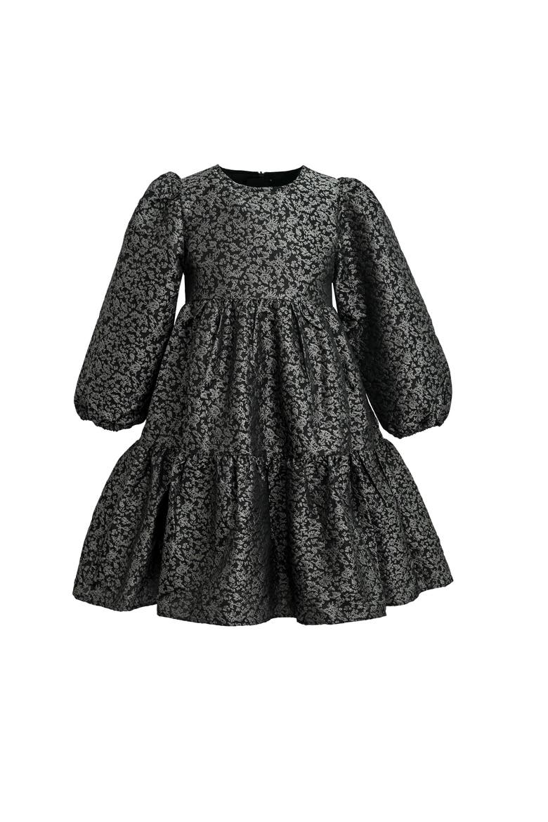 Tiered Floral Dress, Main, color, Black