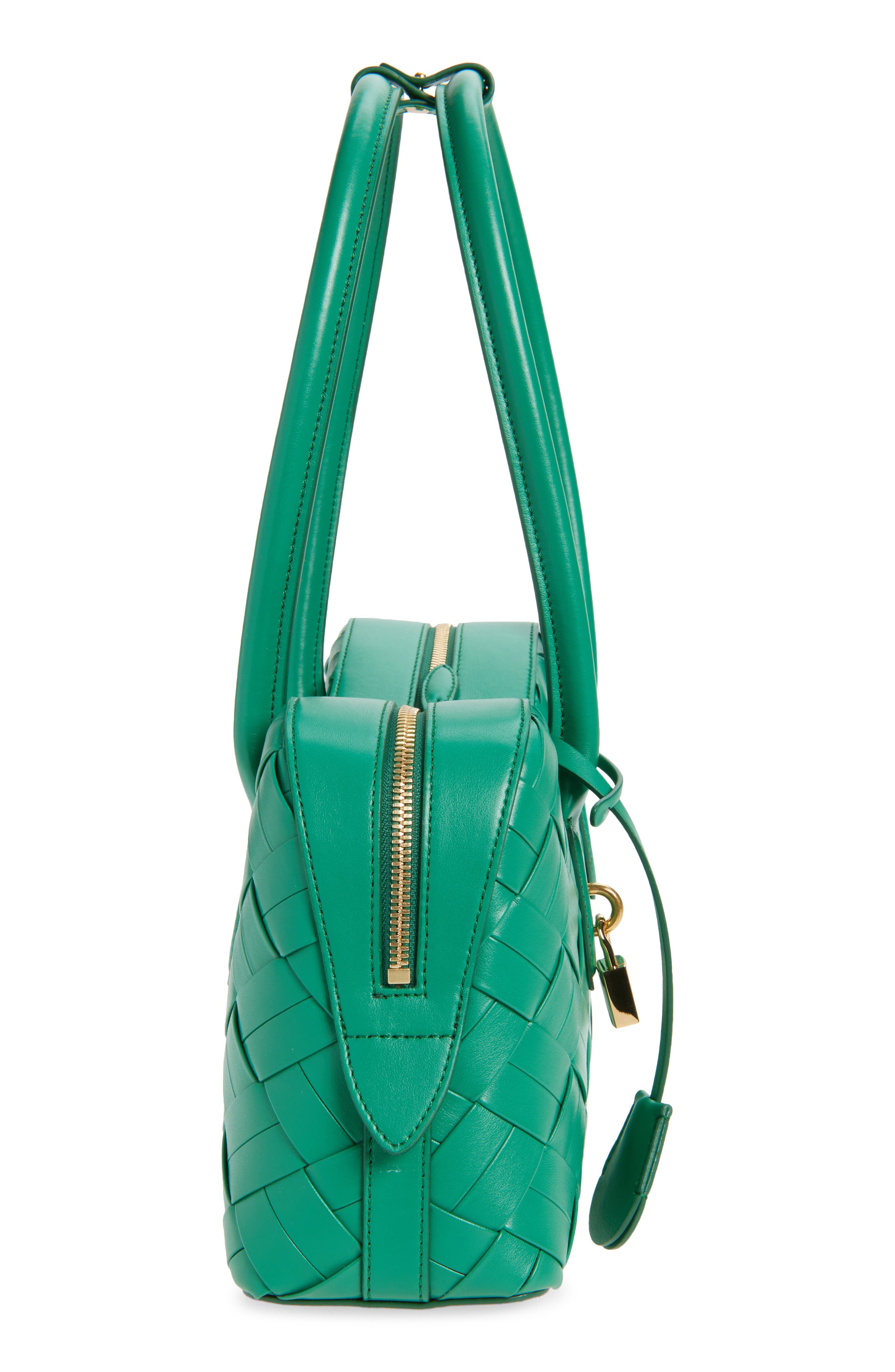 Stella McCartney Ryder Woven Faux Leather Shoulder Bag, Alternate, color, Bright Green