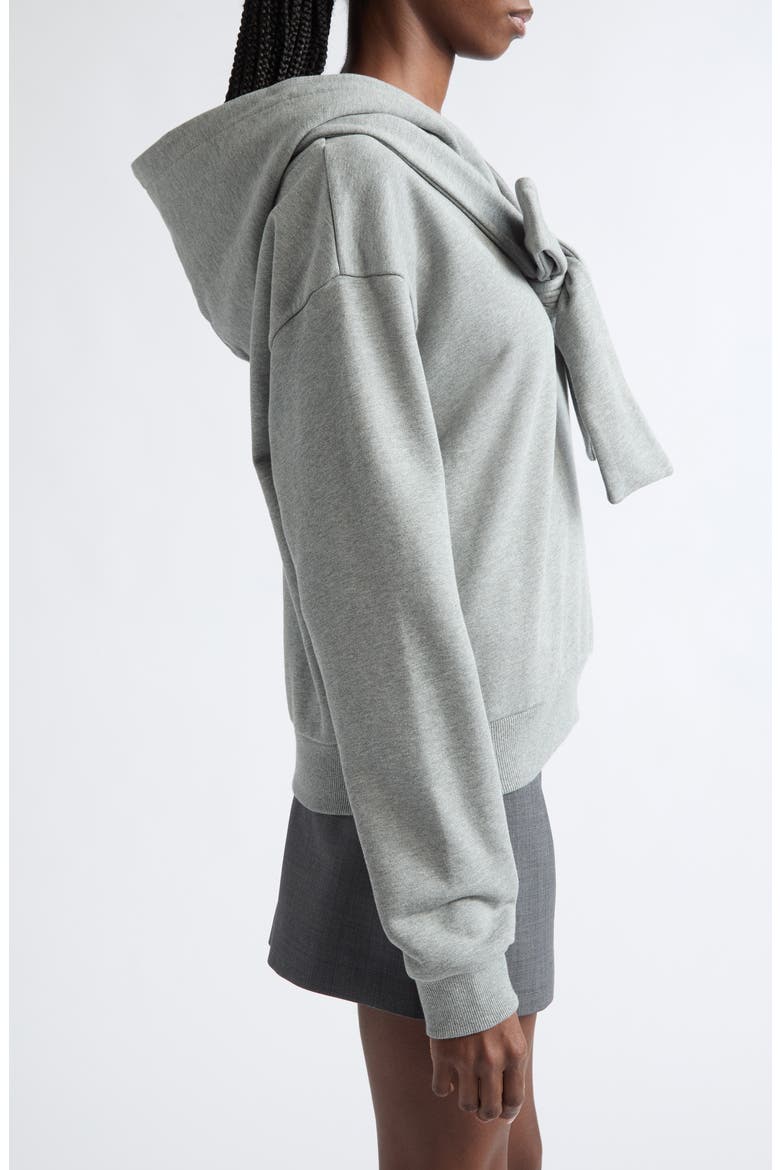 Bow Cotton Fleece Hoodie, Alternate, color, GREY