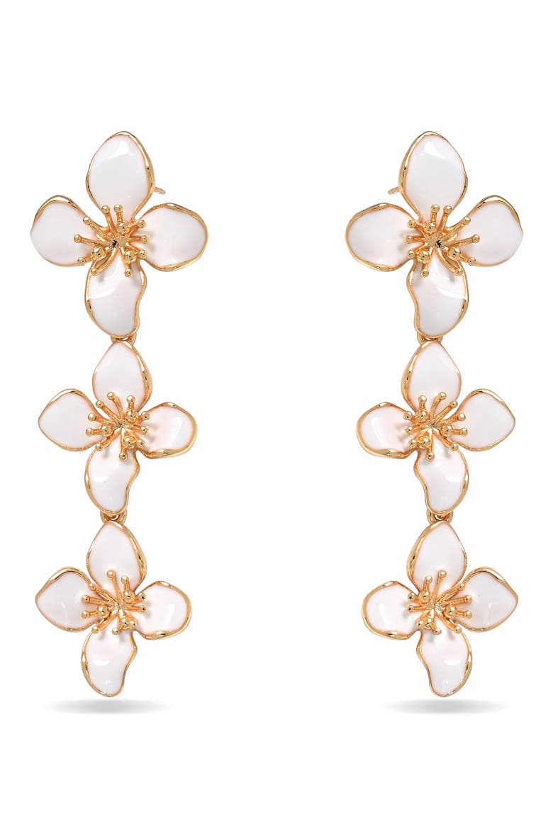 Fleur Blanche Drop Earrings, Alternate, color, WHITE