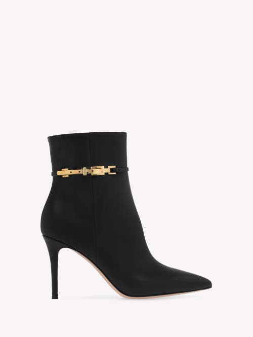 Gianvito Rossi Vitello Glove 85 Embellished Leather Ankle Boots In Black