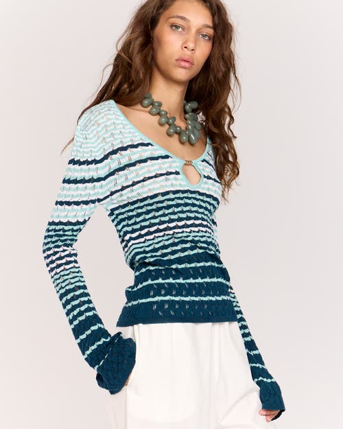 Romy Havana Crochet Top In Green Stripe