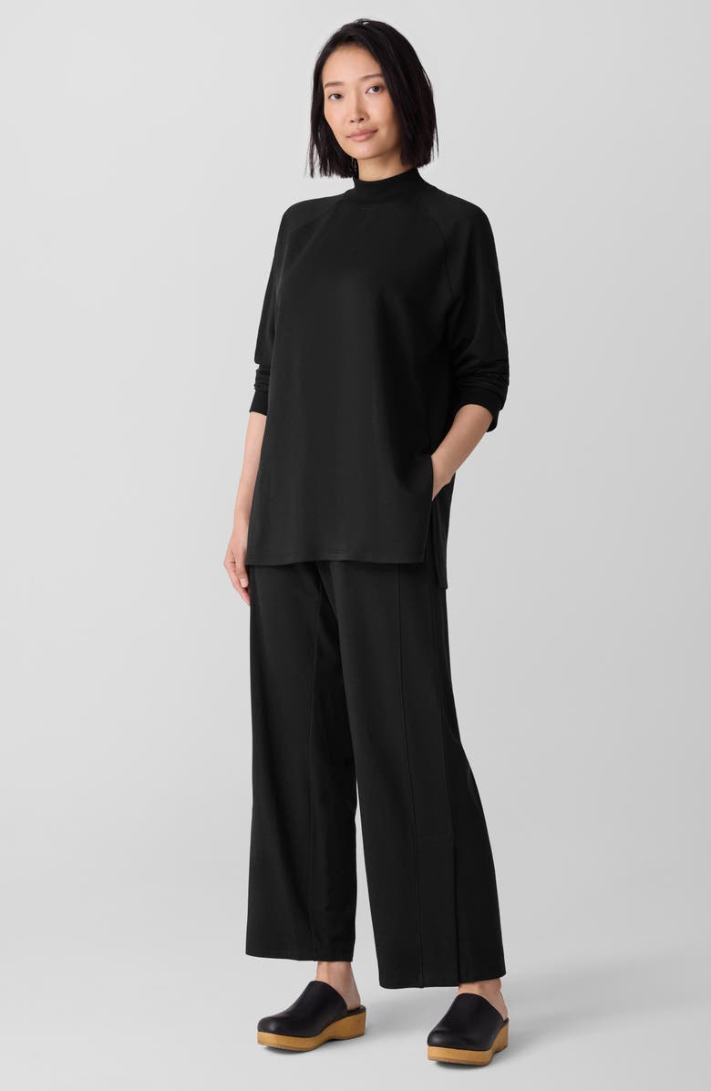 Eileen Fisher Mock Neck Long Sleeve Terry Shirt, Alternate, color, Black