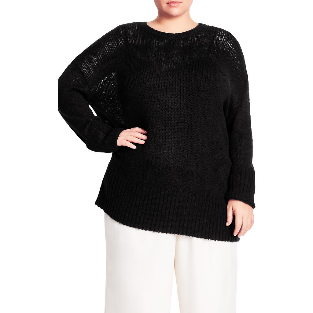 City Chic Ruby Tunic Sweater In Black