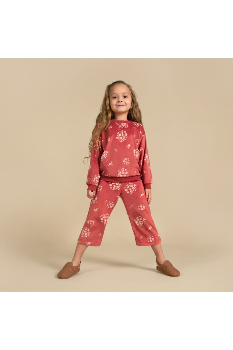 Fleece Pajama Top & Pant Set, Alternate, color, Red Floral