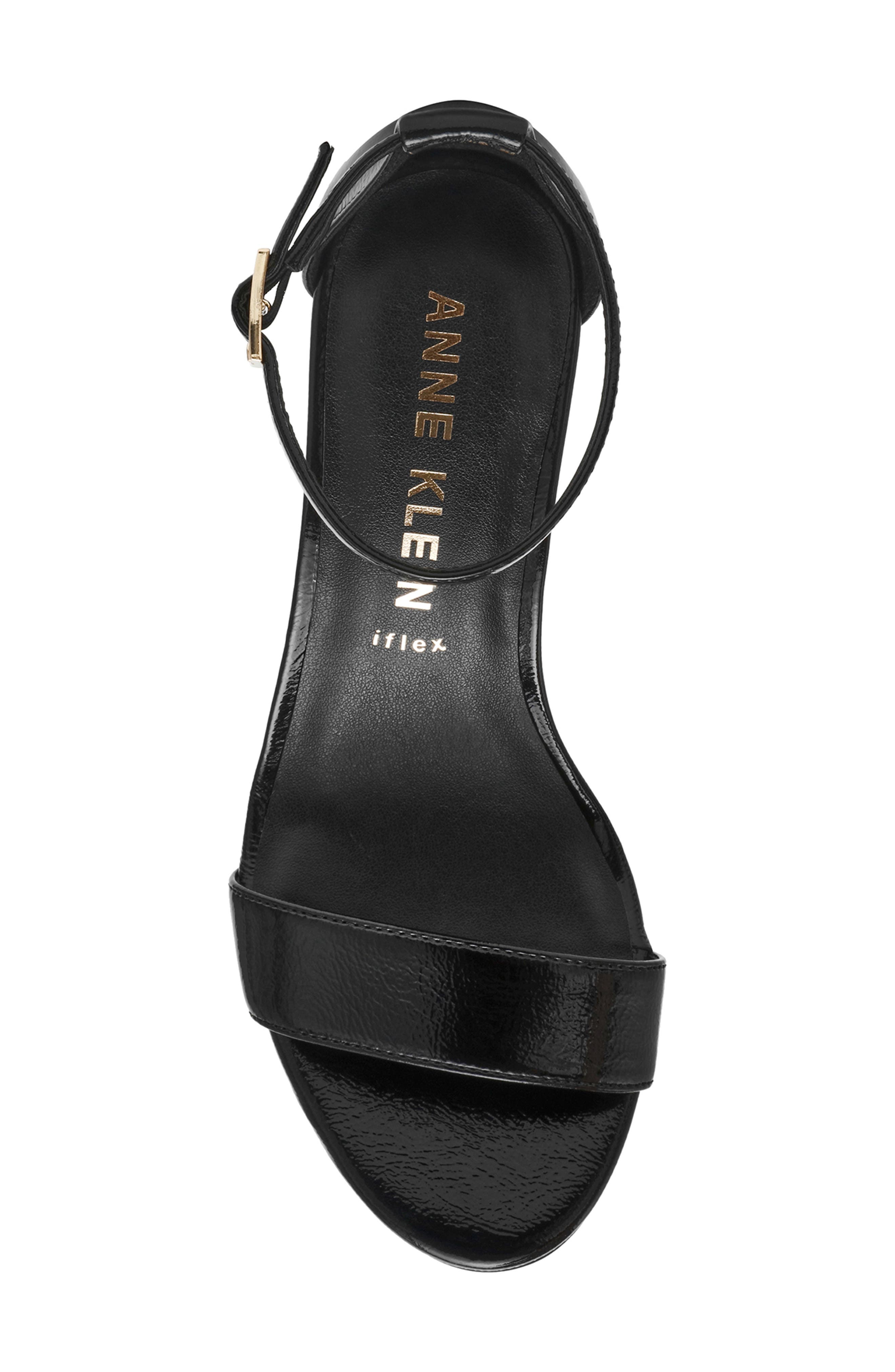 Anne Klein Kourtney Ankle Strap Sandal, Alternate, color, Black Crinkle